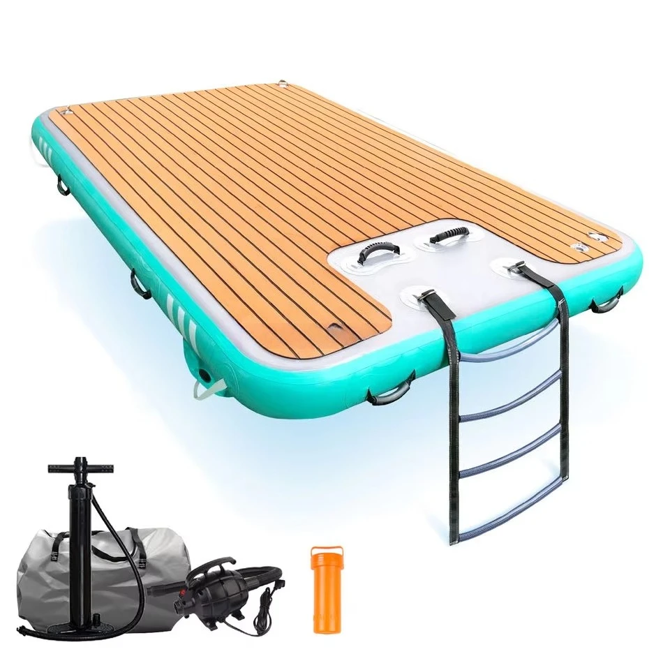

Outdoor Swim Island Floating Raft Water Jet Ski Dock Water Mat Floats Inflatable Floating Dock Platform With Ladder