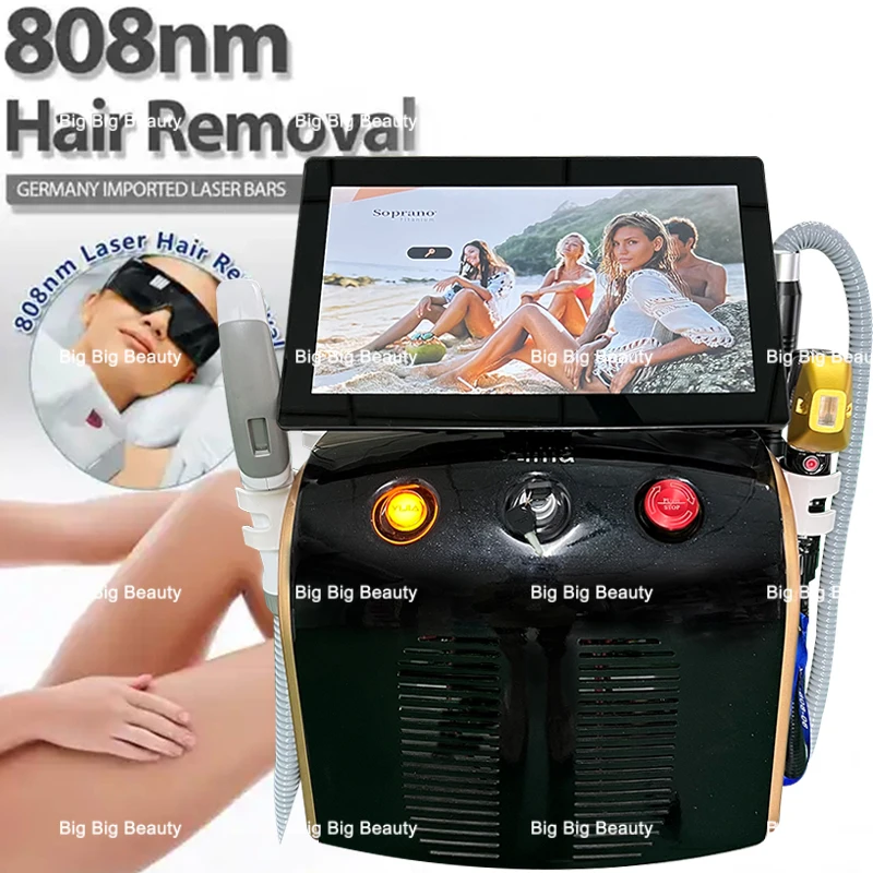 newest selling diode laser hair removal machine 808 didoe laser +rf laser+pico yag laser+opt ipl laser 4 in1 machine