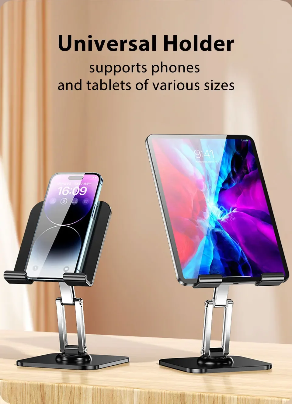 Tablet-Halter aus Kohlenstoffstahl mit 360°-Drehung ° Drehbarer, verstellbarer Ständer für iPad Pro Air Mini Handy-Schreibtischhalterung 4-15 Zoll – Detail 9