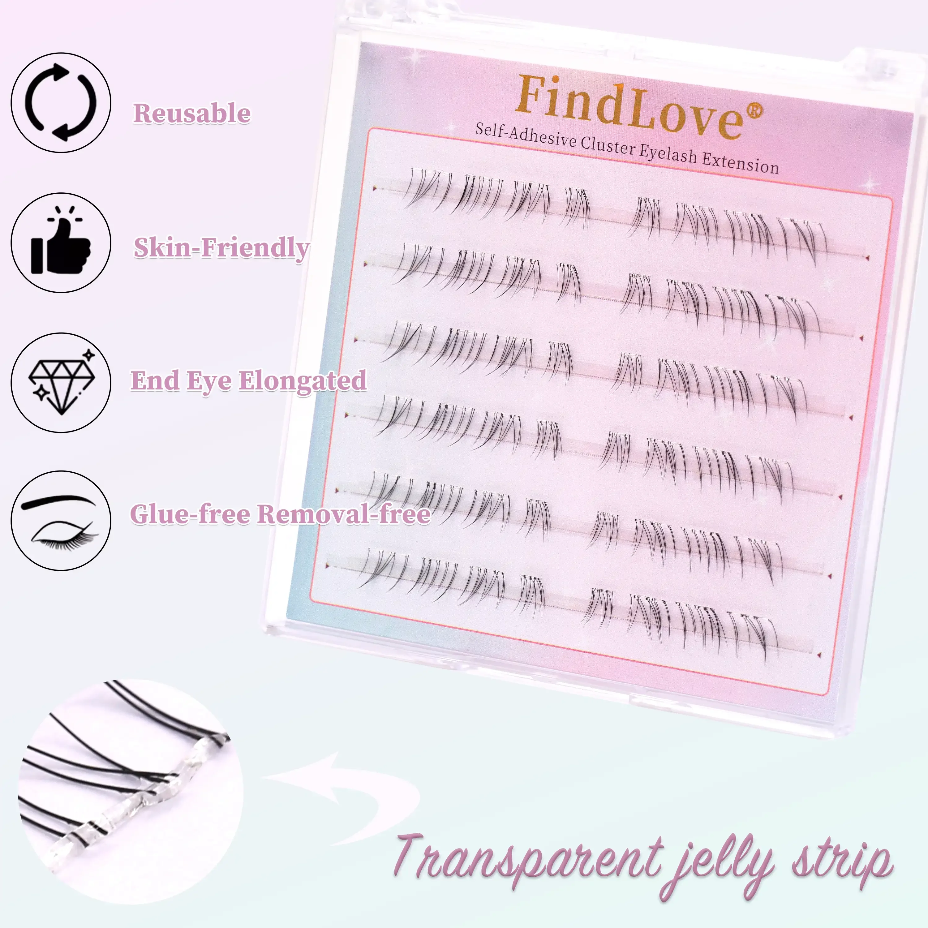 Groothandel hoge kwaliteit handgemaakte doe-het-zelf zelfklevende pre-on mix lengte onderste wimperverlenging met pincet make-up gereedschap lijmvrij