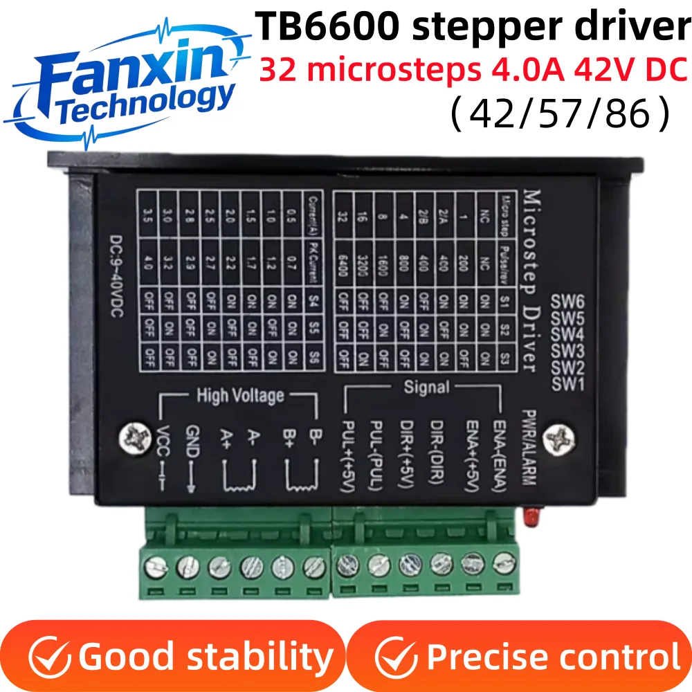 

10-2 шт., шаговый драйвер TB6600, шаговый драйвер Nema 17/23 42/57/86 32 сегмента, обновленный 4,0 А, 42 В постоянного тока
