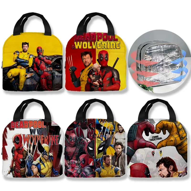 Nowa torba na drugie śniadanie Deadpool Wolverine fajny pakiet izolacyjny dla mężczyzn chłopcy wodoodporne zewnętrzne termiczne pudełko na drugie