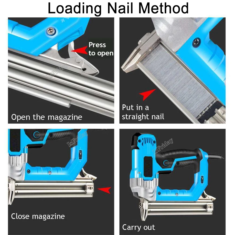 2300W Electric Nail Gun 220V Woodworking Tools Electrical Straight Staple Nail F30/F25/F20/F15 Furniture Nailing Stapler Shooter