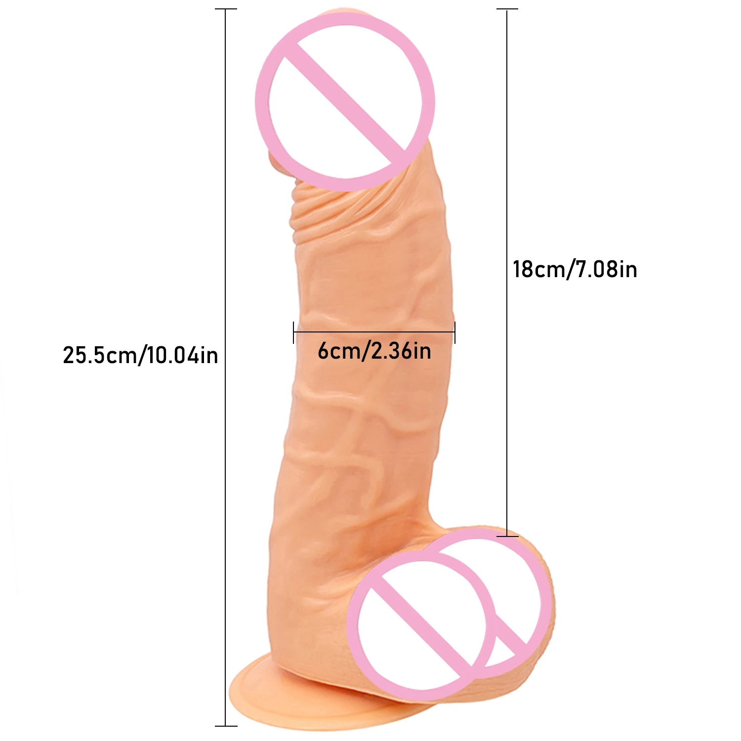 25.5CM*6CM Oversized Realistic Dildos Soft Skin Feeling Thick Penis Huge Phallus Erotic Big Dick Sex Toys for Women Masturbation