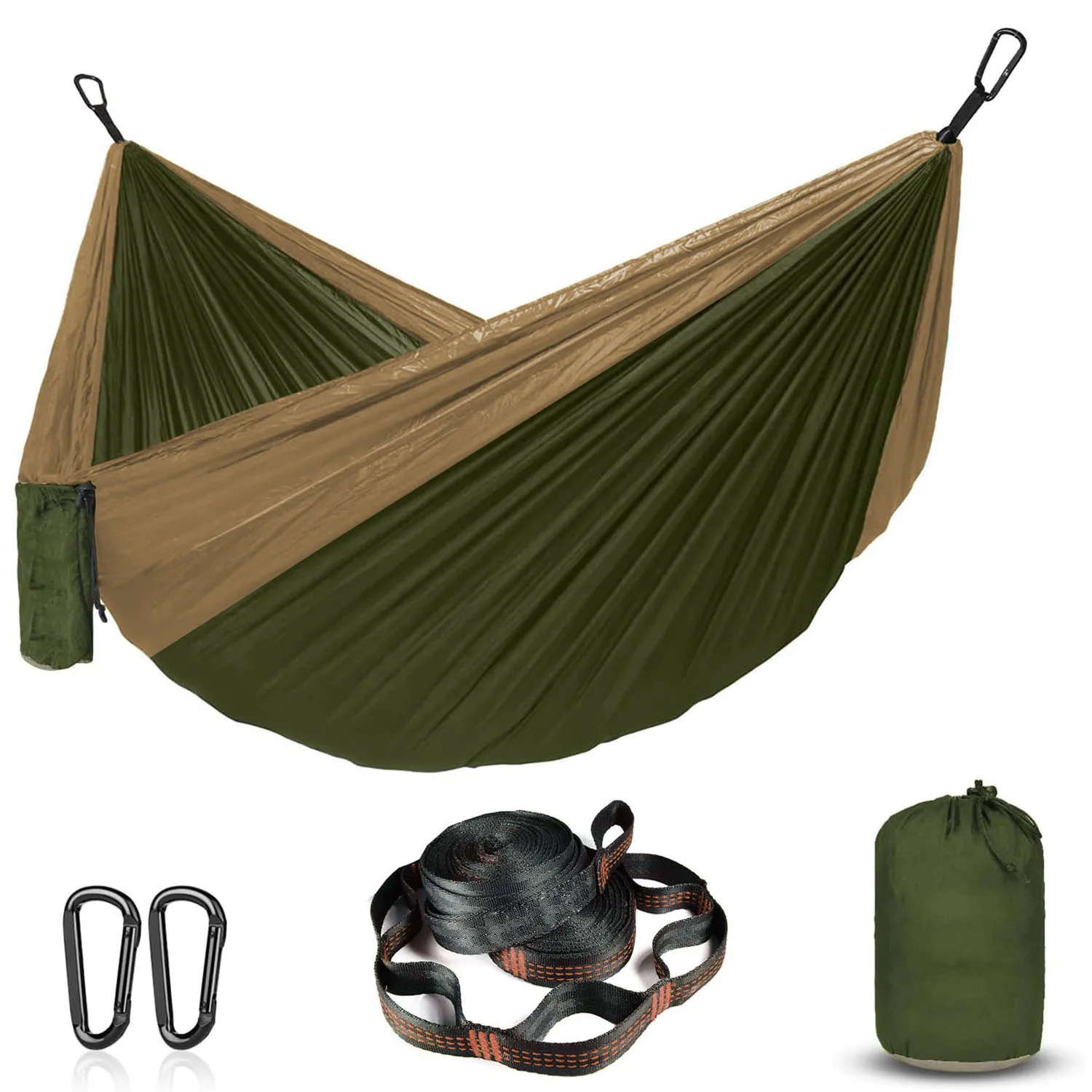 Hamacas de nailon 210T para exteriores, columpios dobles para jardín, acampada, con correas de bucles ajustables
