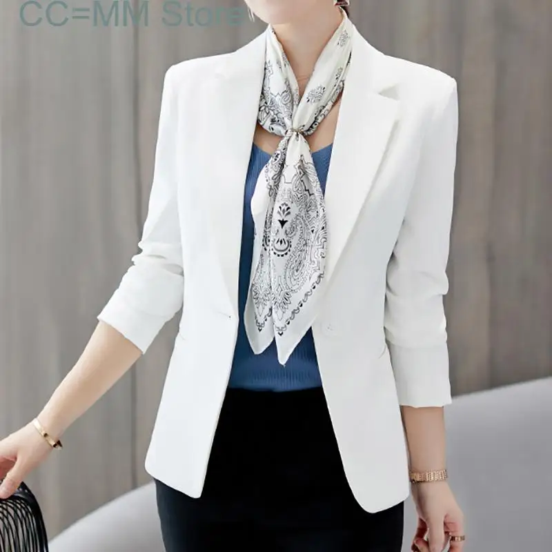 New Notched Blazers for Women Fashion Slim Solid Elegant Suits Office Ladies Long Sleeve Chic Casual Blazer