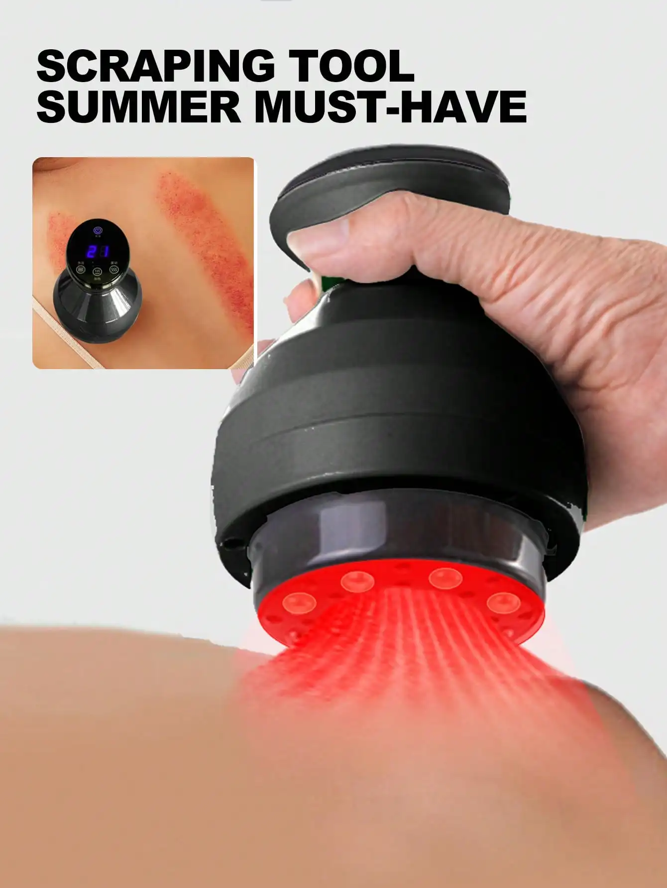 

2026 Electric heating massager, meridian brush, universal lymphatic dredging,abdominal and back massage device Rechargeable