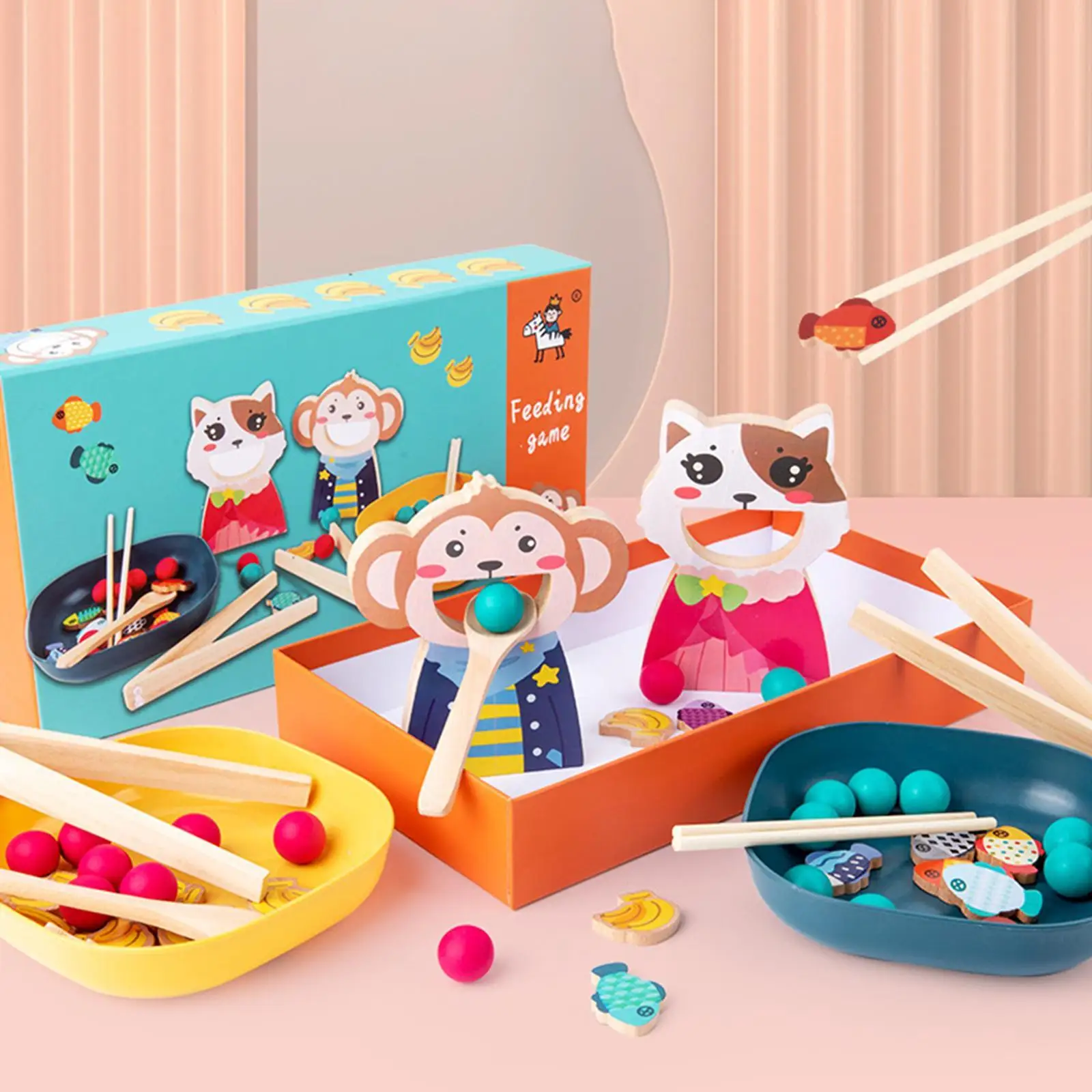 Animal Feeding Game Matching Game for Toddlers Preschool Sensory Toys, Play Food Set for Kids for Life Skills Kindergarten