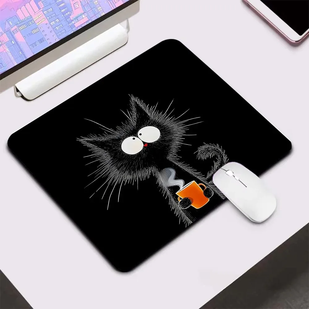 

Black Cat Mouse Pad 40X45 Large Square Computer Office Game Table Mats Rubber Anti-slip Mousepads Small Decor Desk Pads