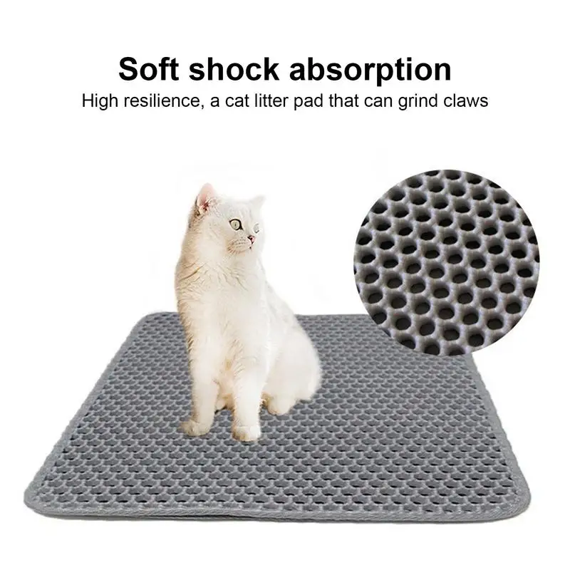 Cat Litter Box Mat Waterproof Cat Litter Catcher Pad Double-layer Washable Extra Large Litter Pad Non-Slip Scratch-Resistant For