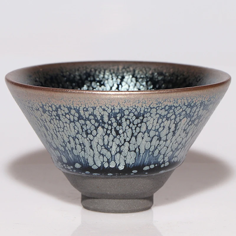 Jian zhan Yuteki Tenmoku Tea Cup Natural Clay Glaze Fire in Kiln under 1300 Celcius Porcelain Tea Bowl Ceramic Teacup