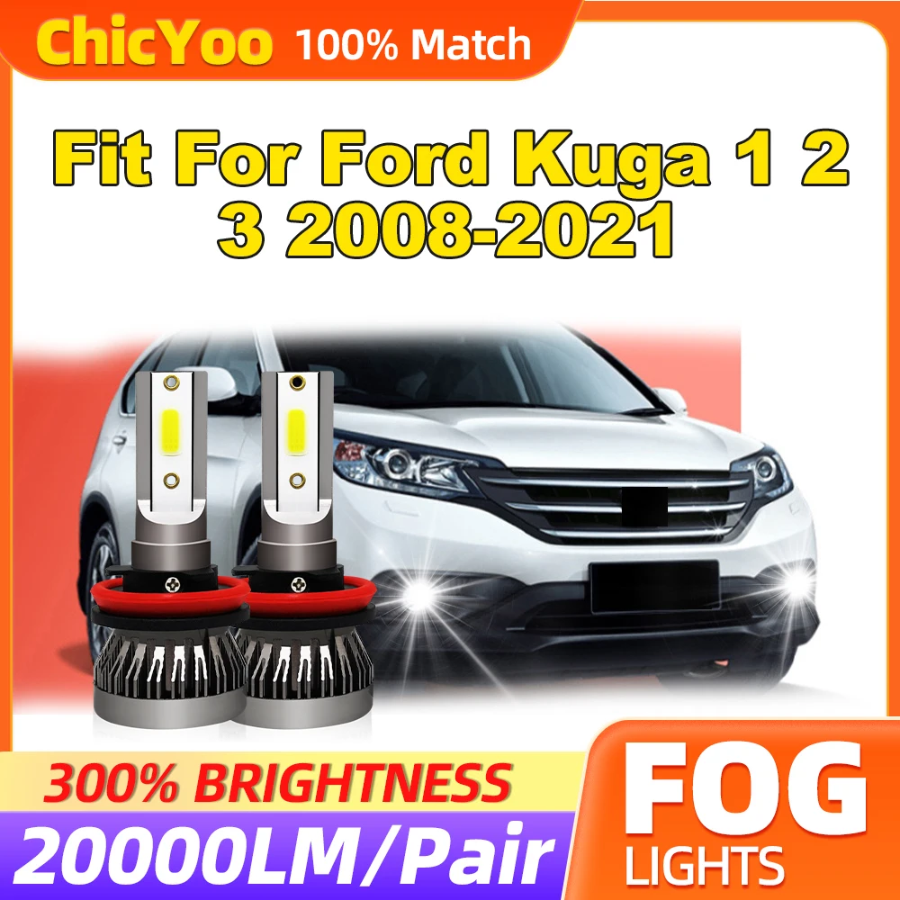 Cocok untuk Ford Kuga 1 2 3 2008-2017 2018 2019 2020 2021 60W H8 H9 H11 lampu kabut LED CIP CSP 20000LM lampu kabut 6000K putih 12V