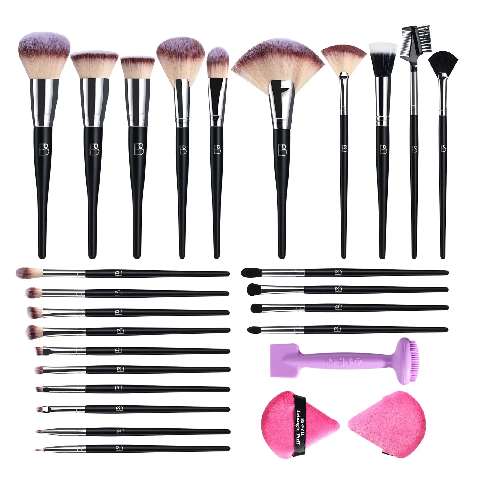 

# Hot BS-MALL 27PCS Face Makeup Cosmetic Tools Kits Private Label Mask Brush Triangle Powder Puff Synthetic Makeup Brushes Gift