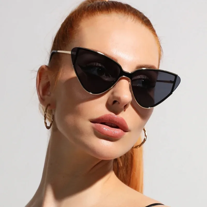 

Cat Eye Sunglasses Luxury Brand Design Women Metal Triangle Sun Glasses Retro Lady Shades Eyewear Oculos Gafas De Sol