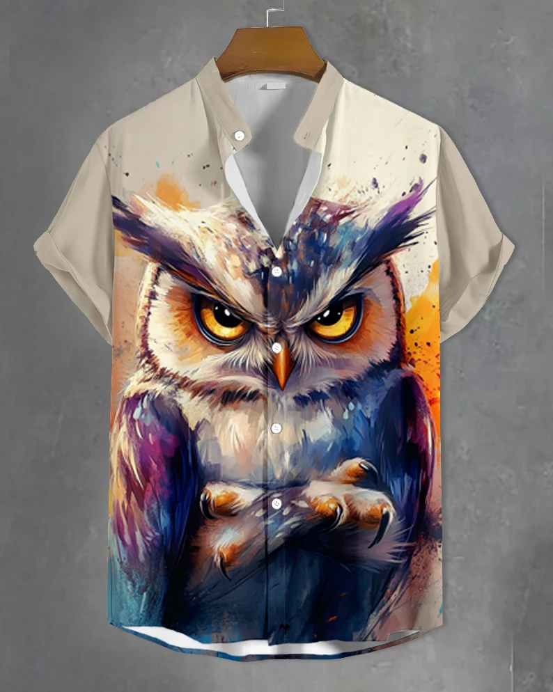 

3D Print Funny Animal Pattern Hawaiian Shirts For Men Fashion Short Sleeve Button Down Lapel Shirts Men's Beach Surfing Shirts