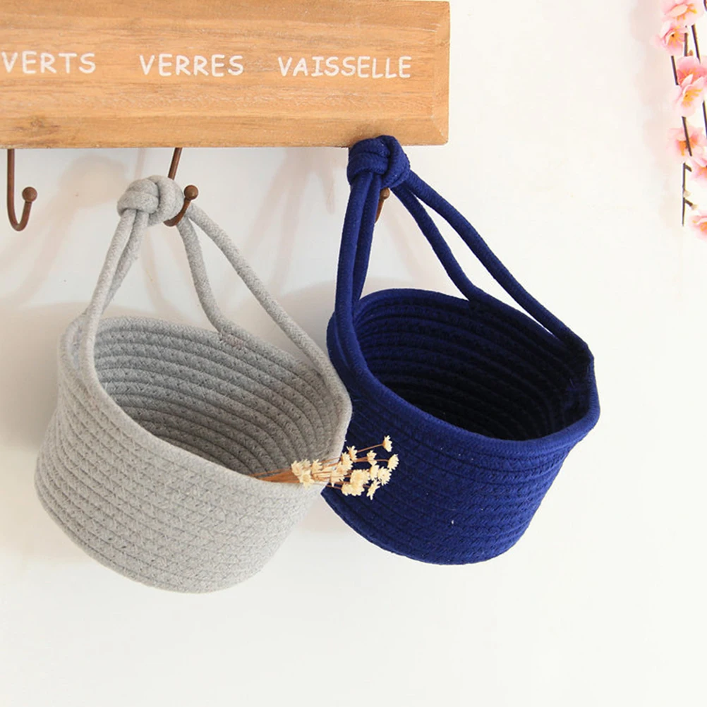 

Cotton Rope Basket Round Container Toy Organizer Home Accessories Hanging Bins Woven Wall Clothes Container
