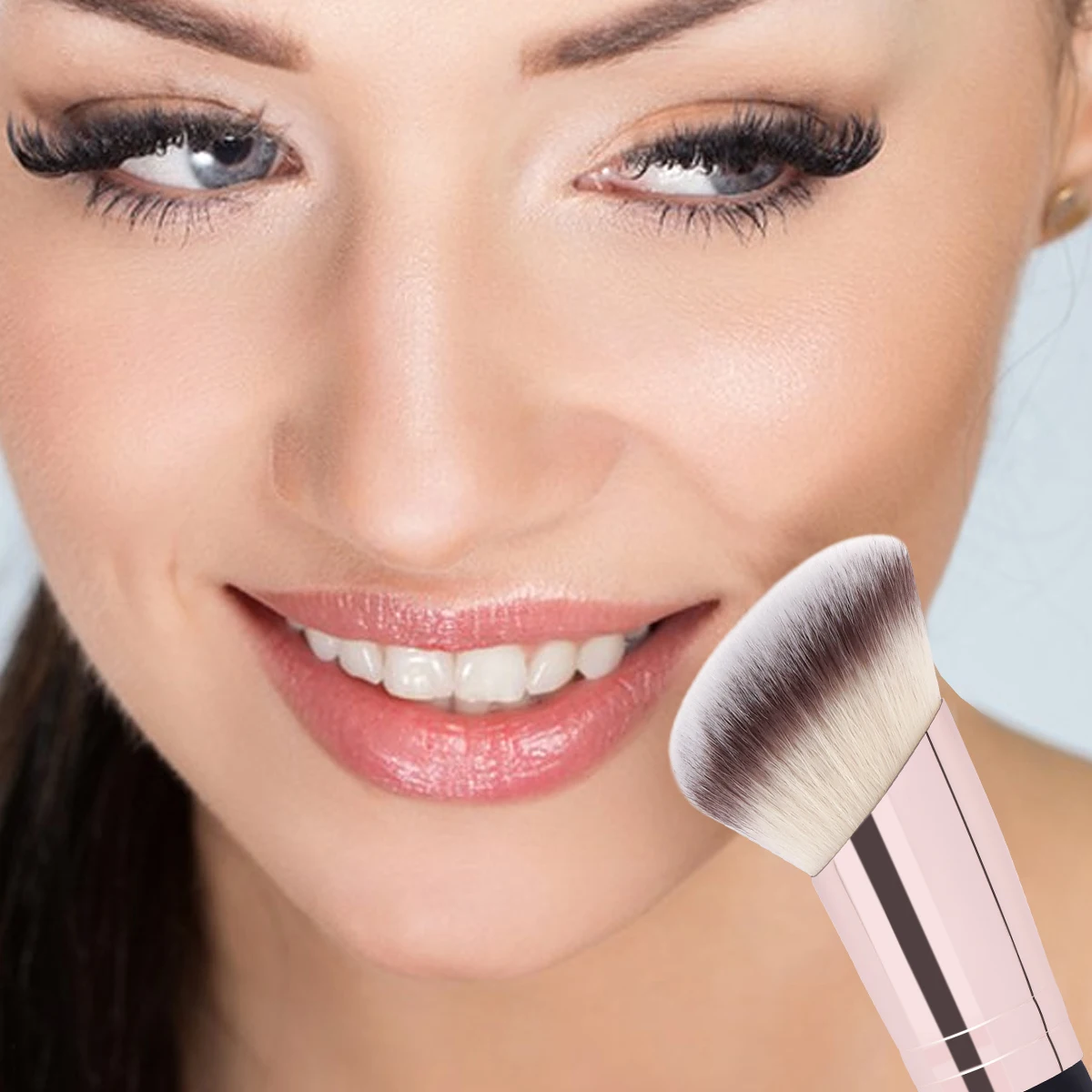 MAANGE-brocha de maquillaje de doble cabezal, 1 piezas, ángulo/redondo, base superior, suave, Fuffy, herramientas de belleza para mezclar crema líquida en polvo