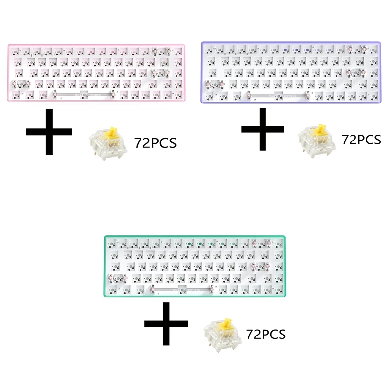 TESTER68 Customized Mechanical Keyboard+Yellow Axis Kit Hot Swap Kit 2.4G Dual Mode Bluetooth Wireless Keyboard