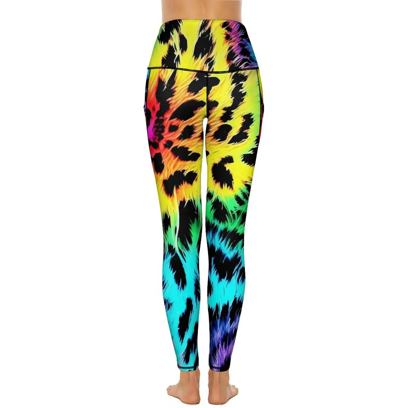 Tie Dye Rainbow Yoga Pants Leopard Print Leggings Sexy High Waist Breathable Yoga Sports Tights Stretch Design Running Leggins