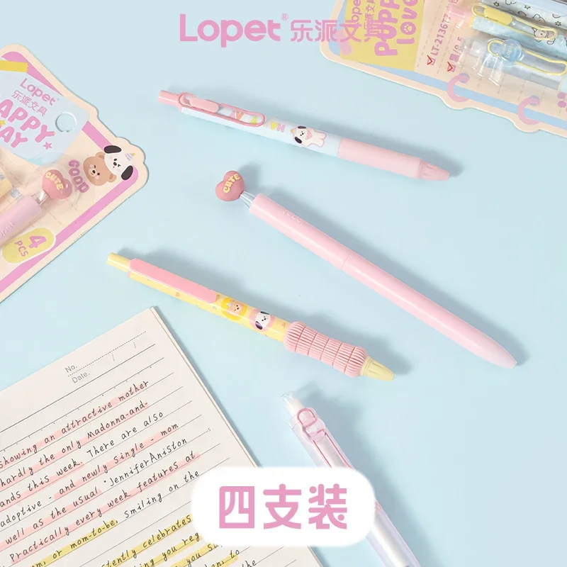 

Lopet, 4 упаковки, Kawaii Animal Press/вращающиеся выдвижные гелевые ручки, быстросохнущие, 0,5 мм, черные, гладкие, для письма, ручка для подписи, канцелярские принадлежности