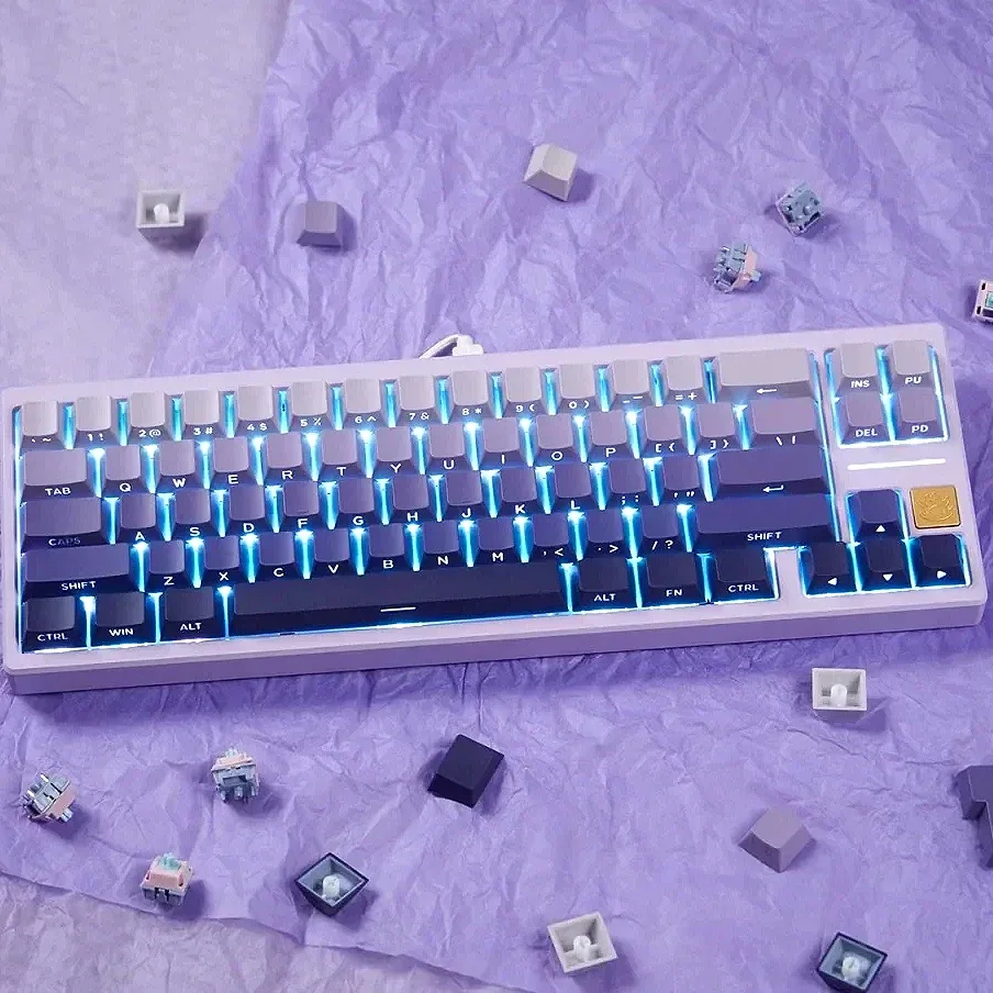 Gradient side translucent red/blue/green/purple etc. mechanical keyboard keycaps 136 keys extreme day PBT Cherry original