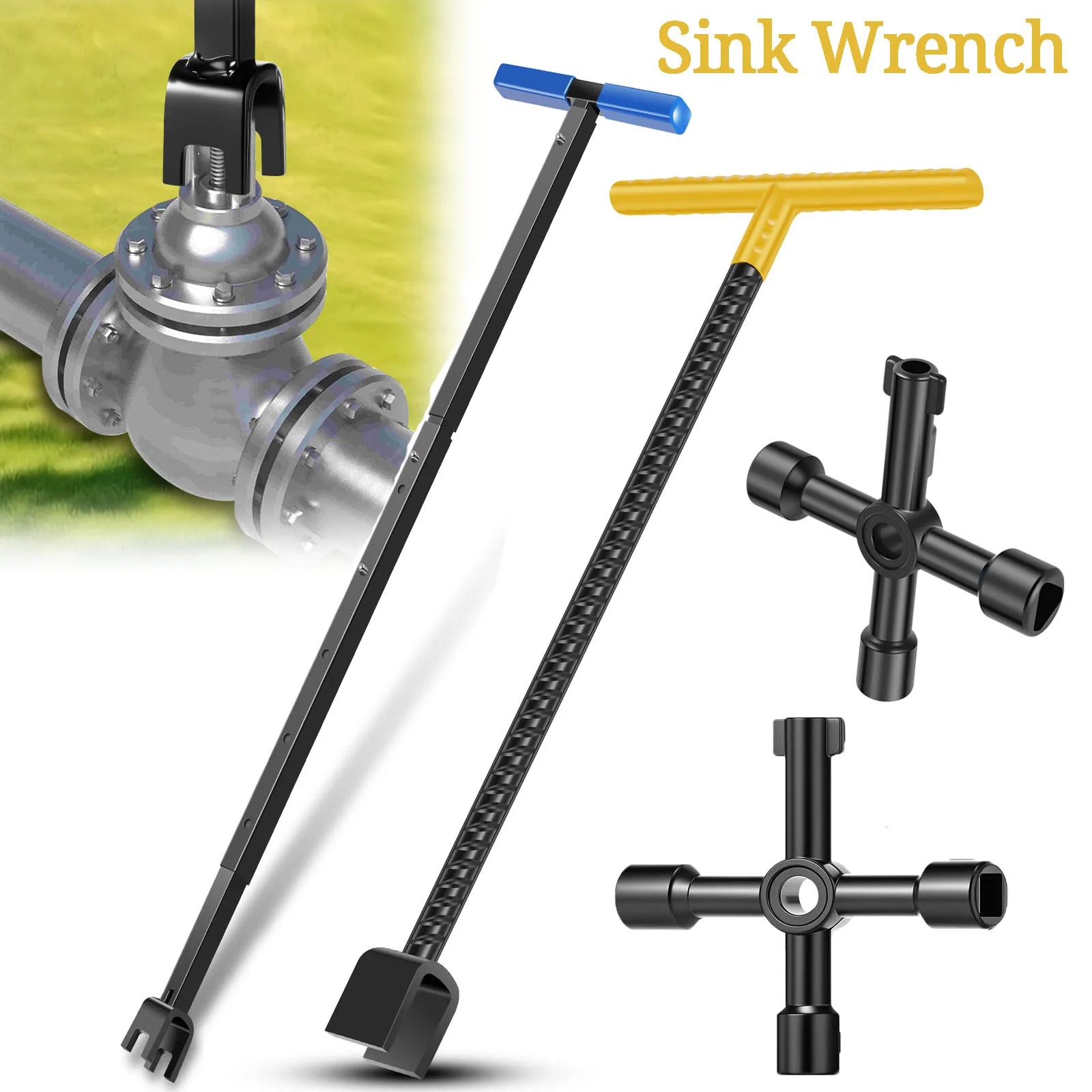 16inch/17inch Basin Wrench Sink Wrench for Fixing Back and Union Nuts Plumbing Applications Under Sink Installation Bath Drains