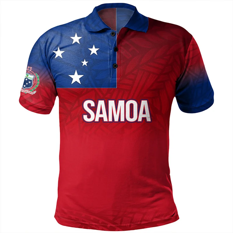 Fashion Vintage 3D Printing American Samoa Flag Polo Shirt Polynesian Toa Samoa Emblem Graphic Polo Shirts For Men Clothing Tops