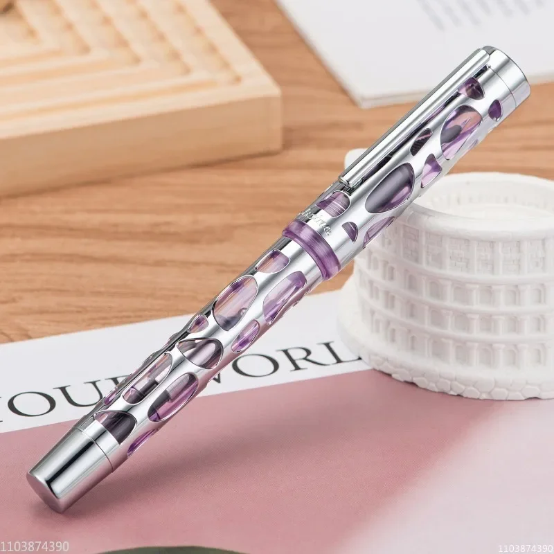 

Asvine Fountain Pen EF/F/M 0.38/0.5/0.7mm Nib, Transparent Acrylic Black Purple Blue Pens,office School Supplies Writing Gift