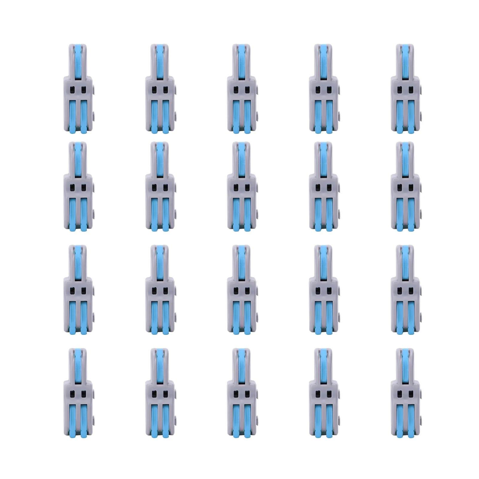 20Pcs Quick Terminal Block 1 in 2 out Wire Connector TShape PushType Wiring Splitter SPLF12A(Blue )