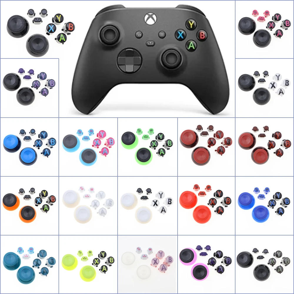 1 Set Ersatz-ABXY-Tasten + View-Menu-Share-Taste + Joystick-Daumengriff-Kappen für Xbox Series S/X XSX XSS Controller-Zubehör