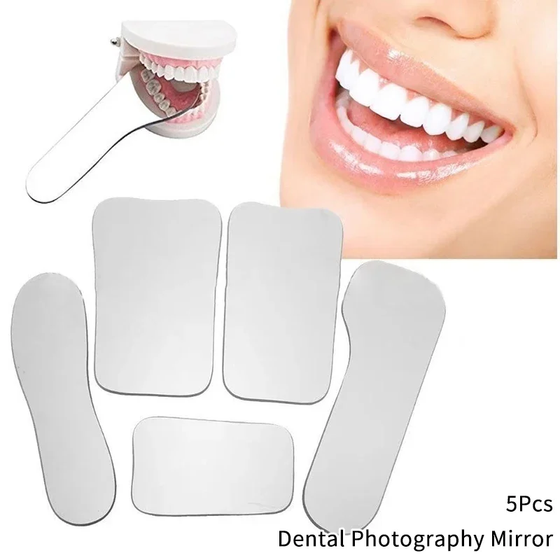 

5Pcs Double-Sided Mirrors Dental Photography Mirror Glass Material Intra Oral Photo Reflector With Protective Cover