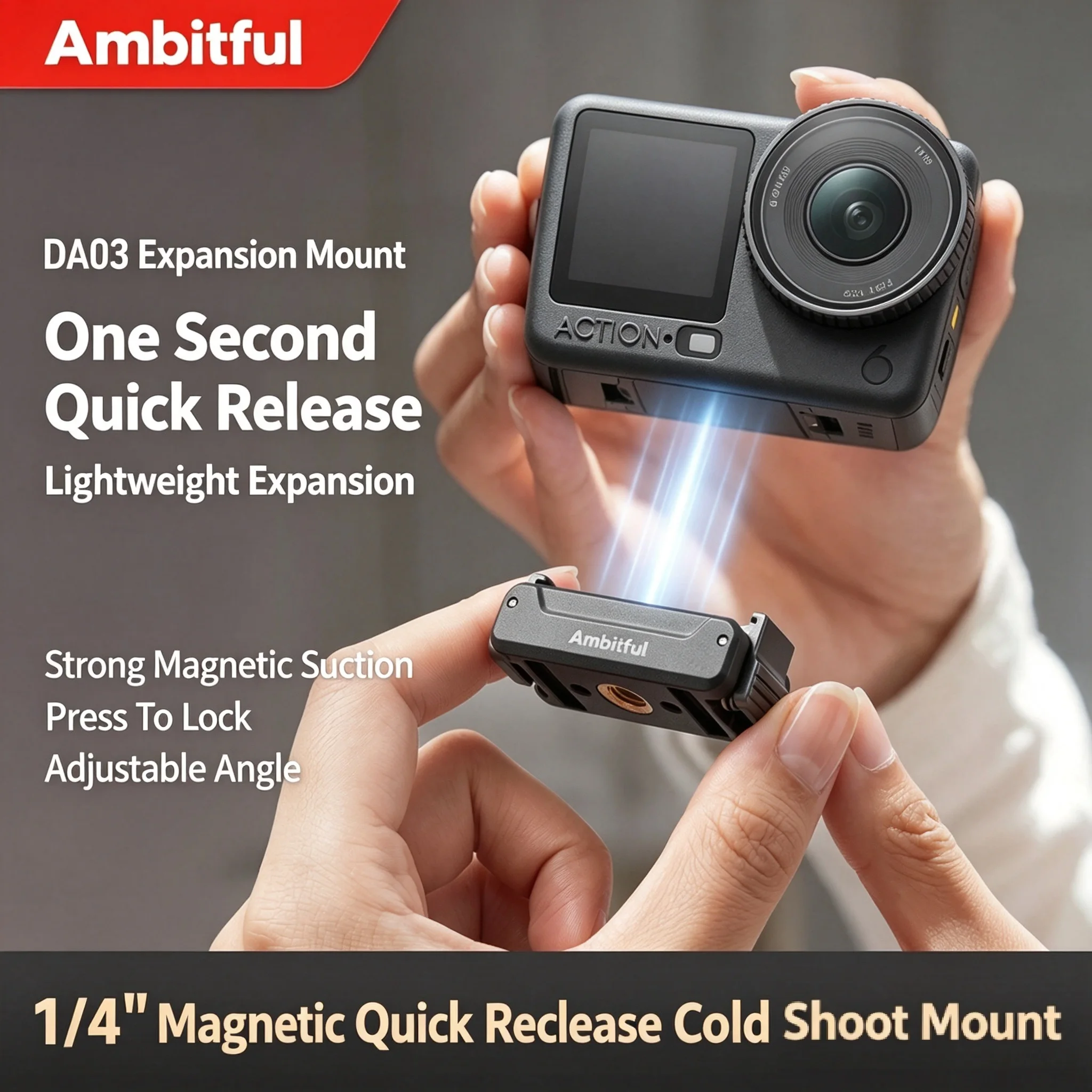 Ambitful DA03 Rotatable Magnetic Quick-Release Mount for OSMO 360/Nano Adapter Action Camera Accessory