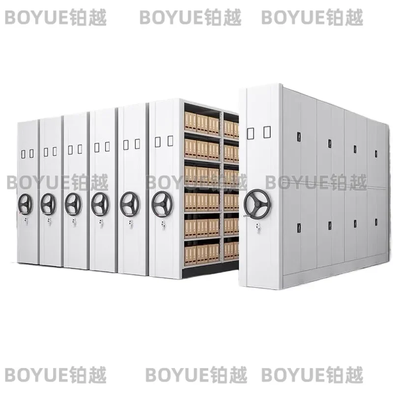 Electric Mobile Filing Cabinet Intelligent Dense Archive Rack Hand Crank Storage Shelf for Financial Documents Office