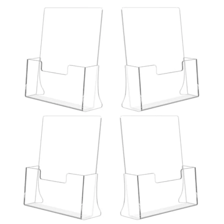 

Набор из 4 акриловых держателей для брошюр 8,5 x 11 дюймов, прозрачные акриловые подставки для литературы, пластиковые держатели для флаеров для демонстрации журналов