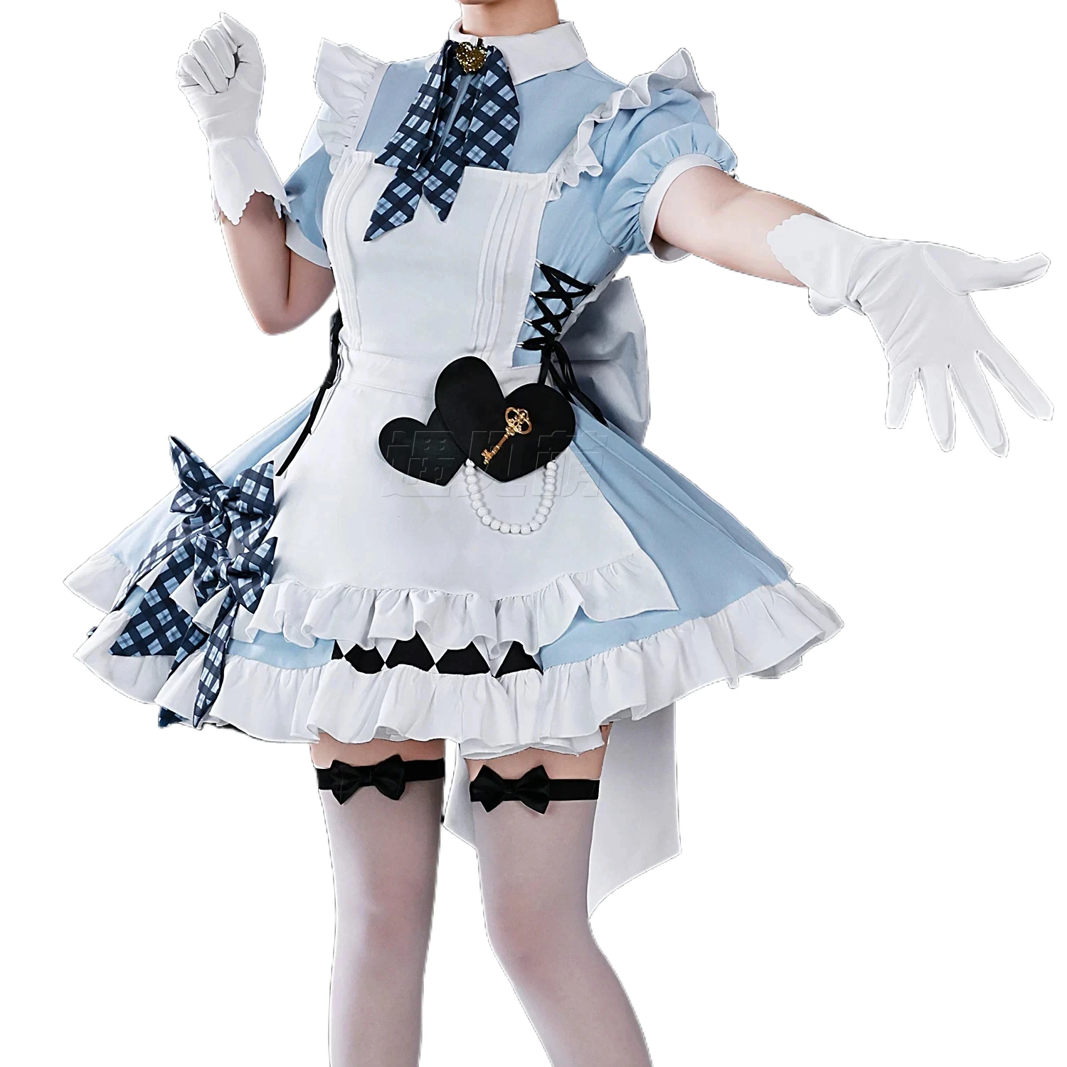 Alice Maid Dress Women Blue White Lolita Dress Full Set with Accessories Anime Idol Stage Performance Outfit Halloween Costumes - view 2