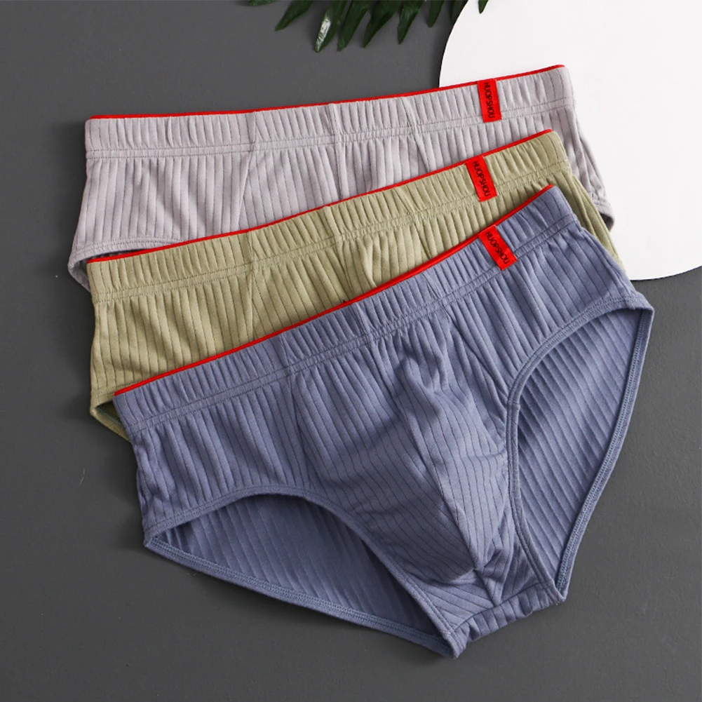 Men Daily Convex Pouch Underwear Solid Briefs Cotton Shorts Male Smooth Panties Pouch Underpant Lingerie Men\'s Swimming Trunks