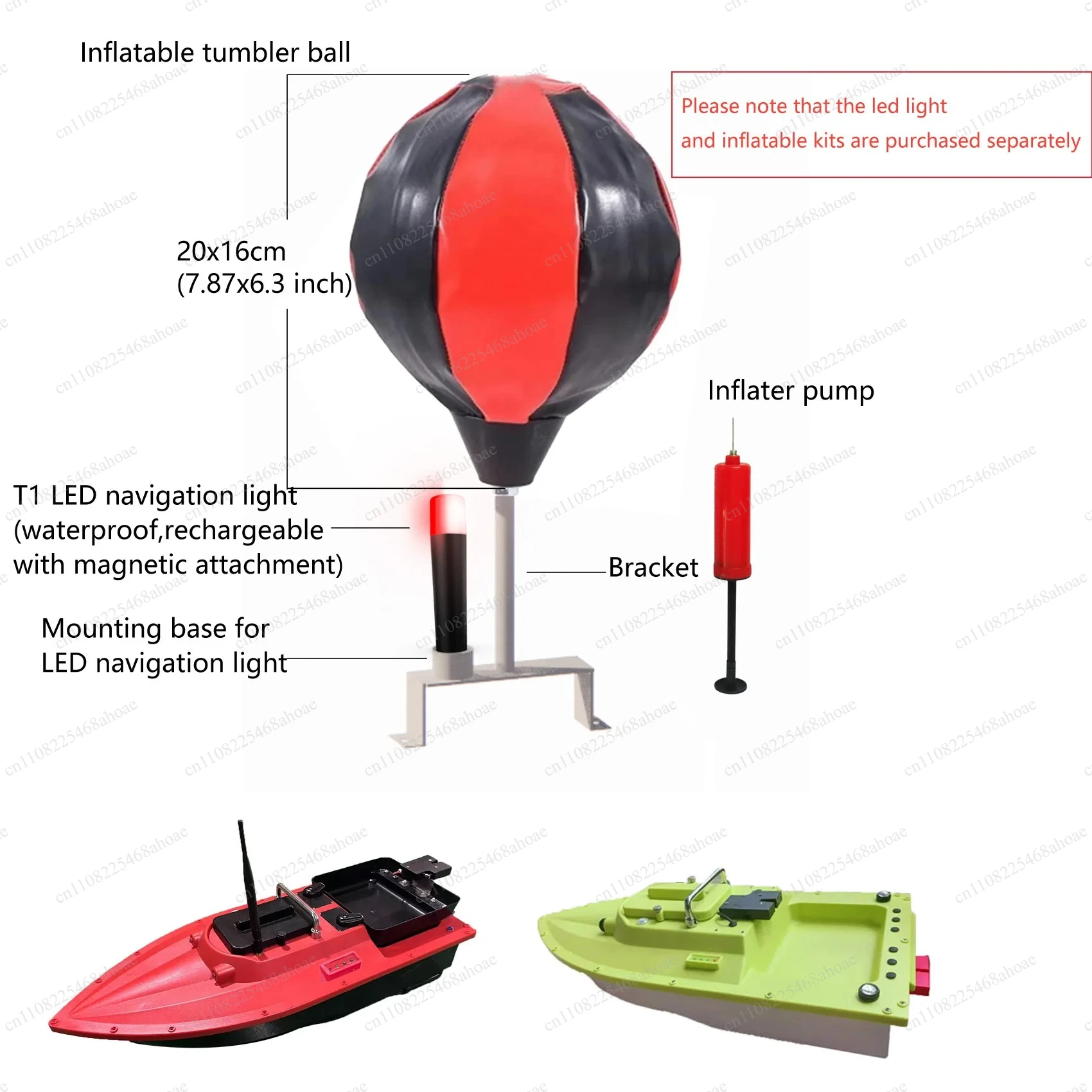16x20cm Inflatable Self-righting Anti-flip Marker Buoy Ball Fit For S70 S80 Remote Control Bait Boat Fishing Parts