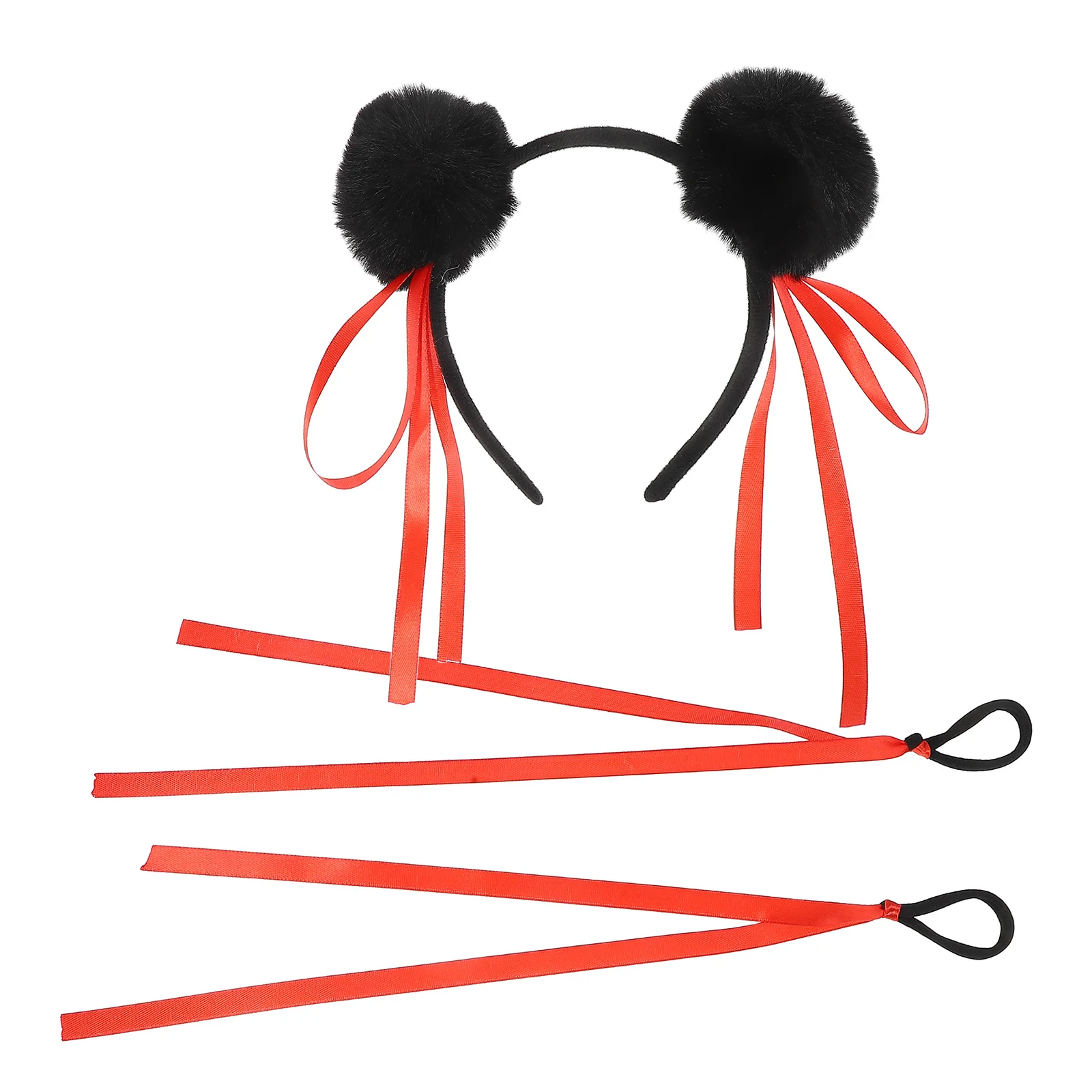 

1 set Cute Bun Pompom Hair Hoop Black Ball Headband For Toddler Cartoon Costume Cosplay Accessories Lightweight Oriental