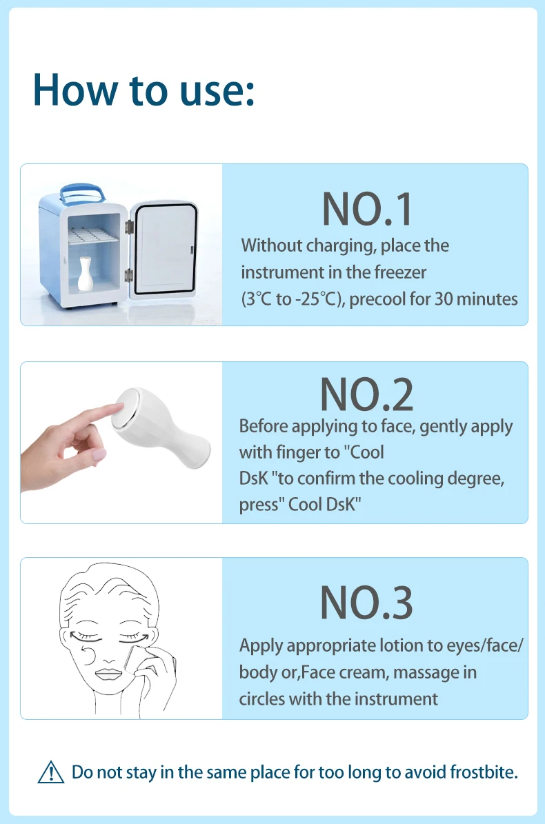 Handheld Metal Face Skin Cooling Rejuvenation Ice Cryo Physical Cryogenic Derma Roller