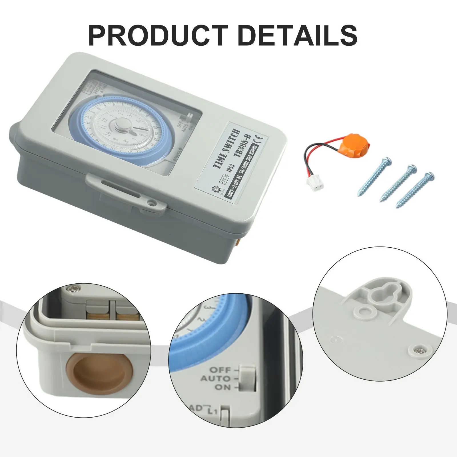 

Механический таймер, 20 А, водонепроницаемый и программируемый для AC100 ~ 250 В, идеально подходит для управления питанием и освещения офиса