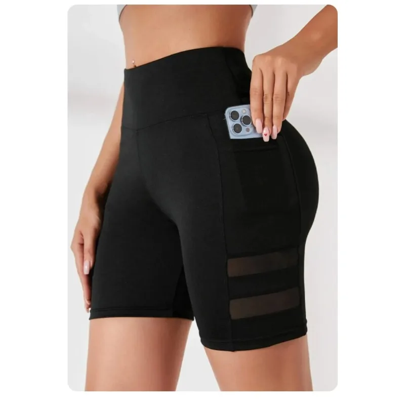 กางเกงขาสั้นโยคะออกกำลังกายสำหรับผู้หญิง มีกระเป๋า กางเกงขาสั้นทรงสลิม เอวสูง เซ็กซี่ ยกสะโพก กางเกงเลกกิ้งสำหรับออกกำลังกาย วิ่ง และเล่นกีฬาฤดูร้อน