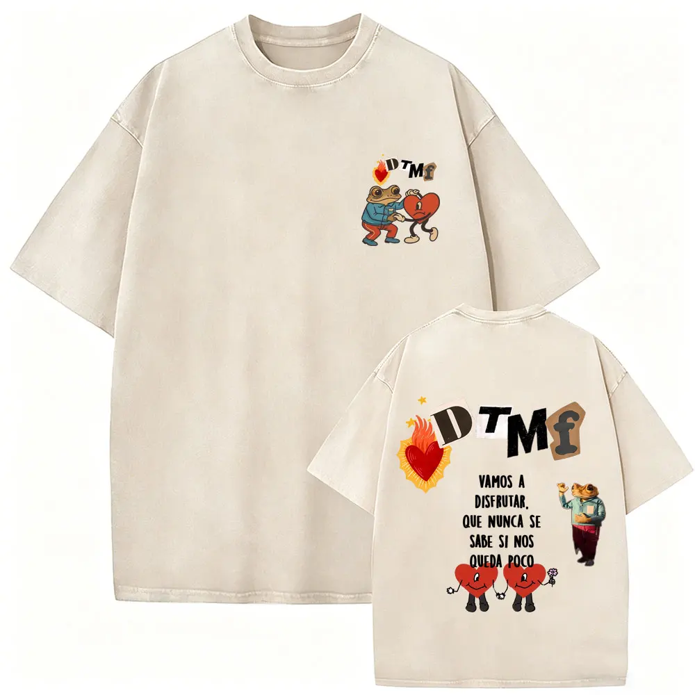 

Washed Vintage Rapper Bad Bunny Un Verano Sin Ti and Debi Tirar Mas Fotos DTMF Funny T-shirts Men Women Hip Hop Fashion T Shirts