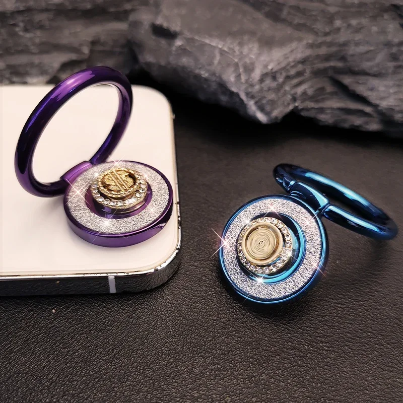 

Mobile Phone Holder Ring Buckle Metal Pull Ring Multifunctional Rotating Rhinestone Glitter Powder Phone Case Back Adhesive Type