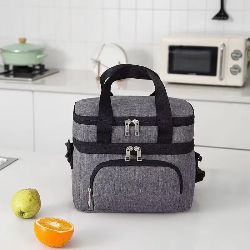 Portable Lunch Bag for Women Solid Color Large Capacity Thermal Food Storage Bags Office Worker Fruit Storage Bags Home Supplies