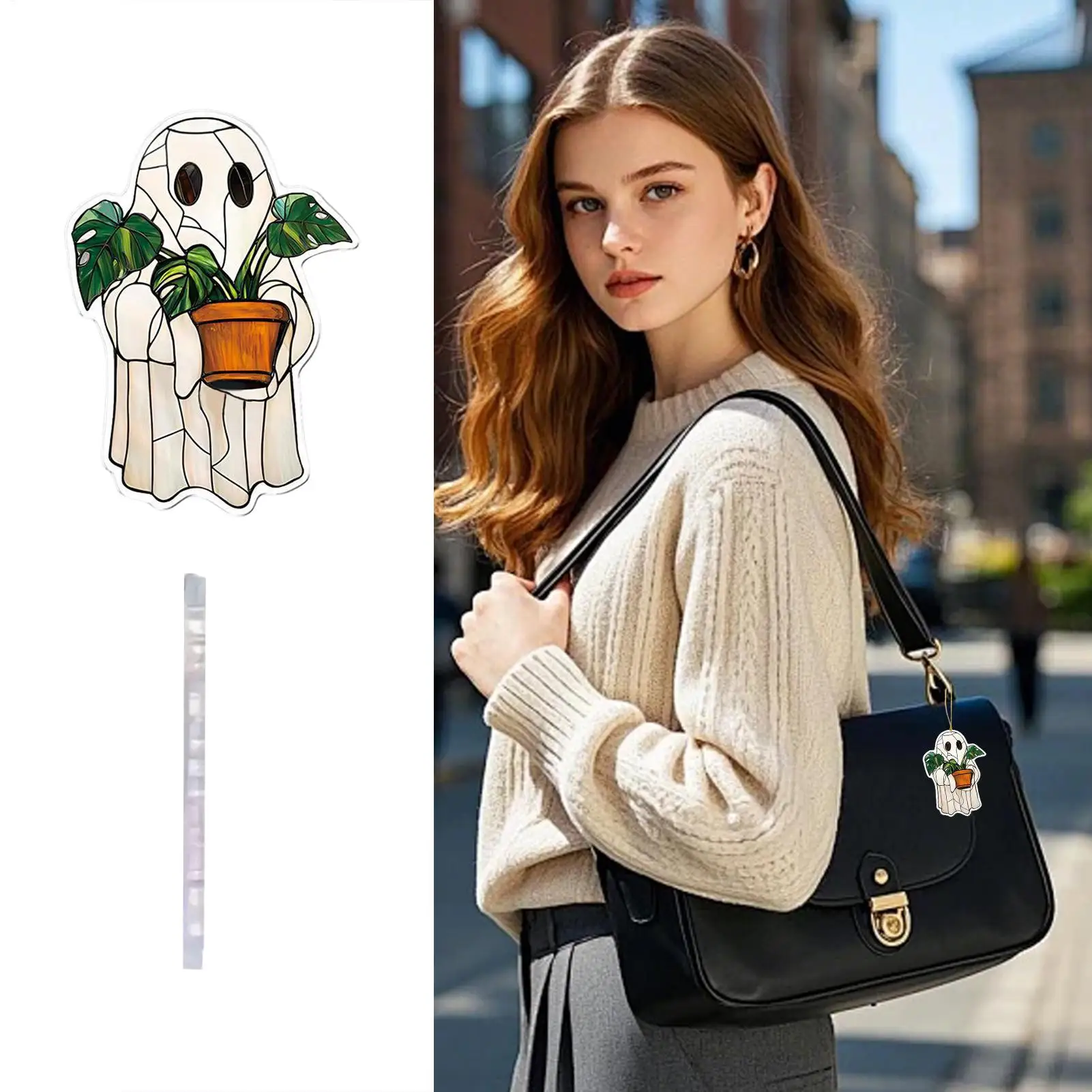 Ghost Ornaments For Tree Reading Ghost Halloween Tree Ornaments 2D Acrylic Sign Home Decor Bag Charm For Window Wall Balcony