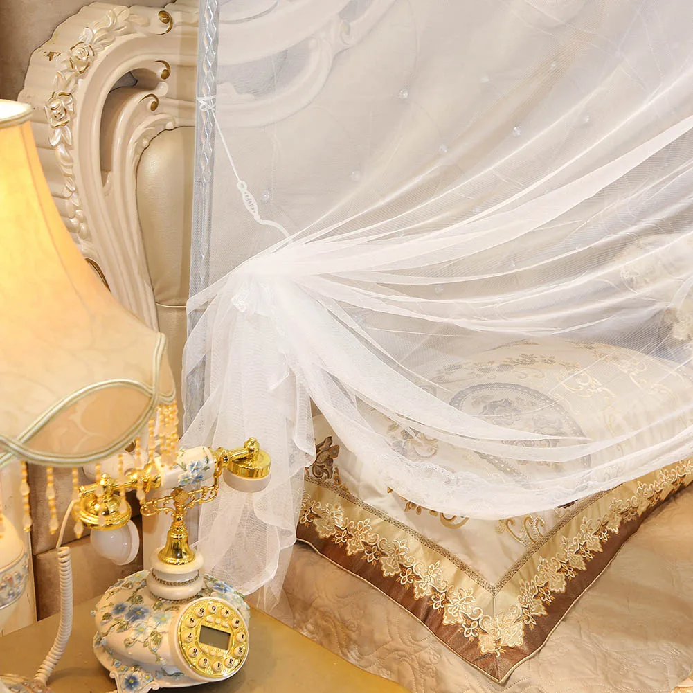 Bed Canopy Bed Curtain Luxury Princess Four Corner Post Bed Curtain Canopy Netting Mosquito Net Bedding Bedroom Mosquito Netting