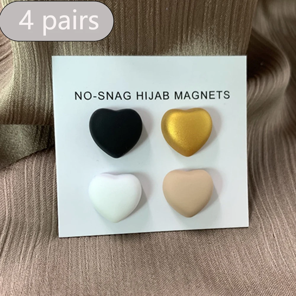 Hijab Magnetic Pins Heart Magnets Strong Magnetic Holder Accessories Clasp Pinless Brooch For Women Hijabs Scarves Clothes