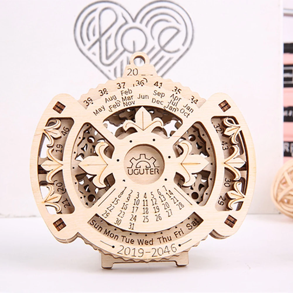 

Rotatable Calendar Wooden Puzzle Handicraft Wood Model Ornaments For Living Room Bedroom