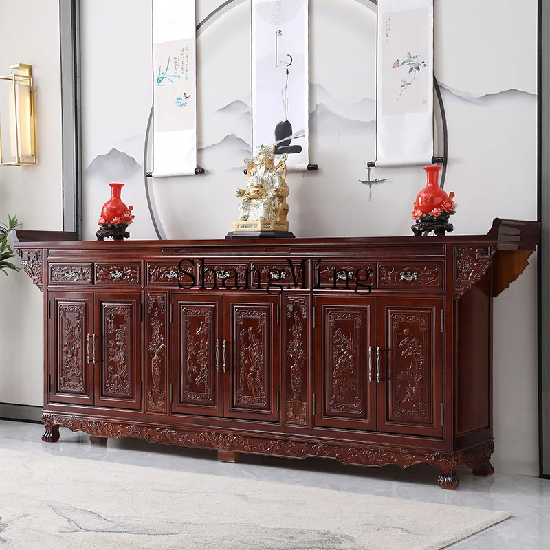 

CL Chinese-style shrine offering table Solid wood Buddhist niche strip case Rural home Entrance table Elevated head