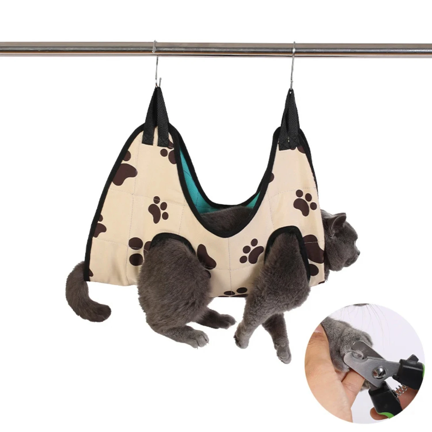 2PCS  Dog Cat Grooming Hammock Fixed Bath Bag  Nail Cutting Anti Scratch Cat Trimming Restraint Bag Cat Beauty Hanging Pet Suppl